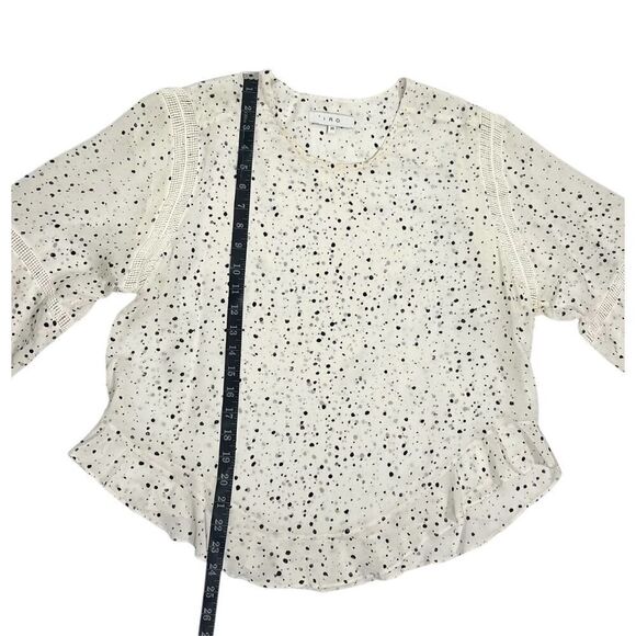 IRO Women's Sz 4-6 White w Black Abstract Dots Gwen Silk Medium Sheer Flowy Blou - Picture 9 of 14